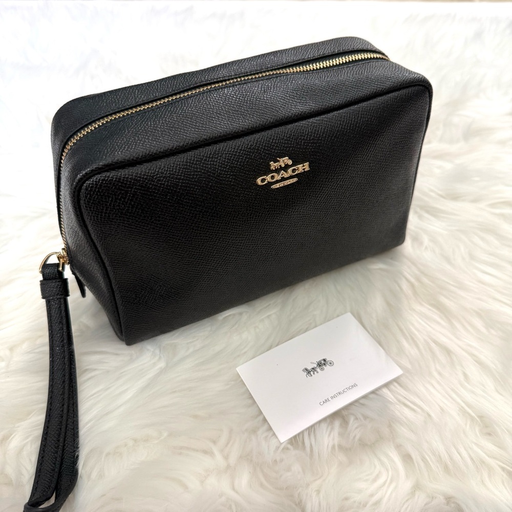 Coach Black Boxy Toiletry Make Up Bag Pouch Like New